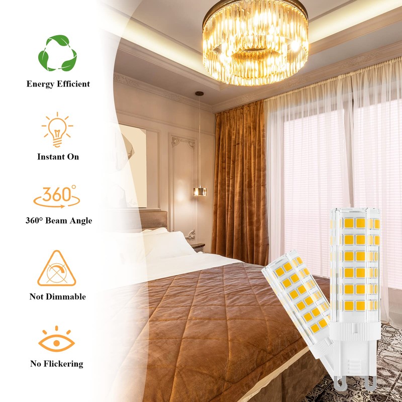 DiCUNO G9 LED Bulb, Ceramic Base Light Bulb 6W (60W