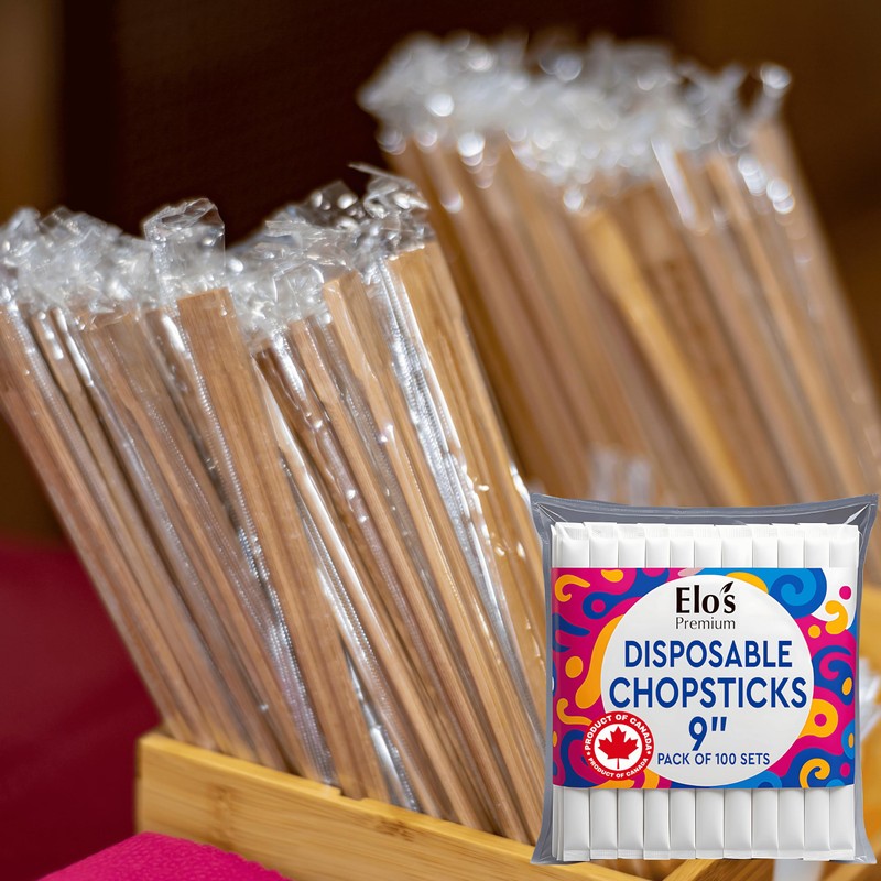 Disposable Chopsticks 9” – Pack of 100 Sets – Natural
