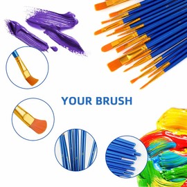20 Pcs Paint Brushes Painting Brush for Acrylic Oil Watercolor Flat and Round Paint Brush Set for Washable Paint Artist Paint Small Brushes Bulk Toddler Paint Brushes Hog Bristle Art Brushes Pack