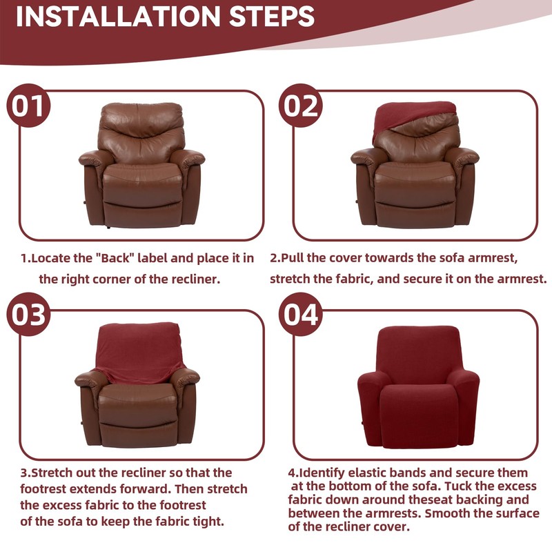 Cupuamon Recliner Chair Covers,Lazy Boy Recliner Covers Stretch Reclining Covers