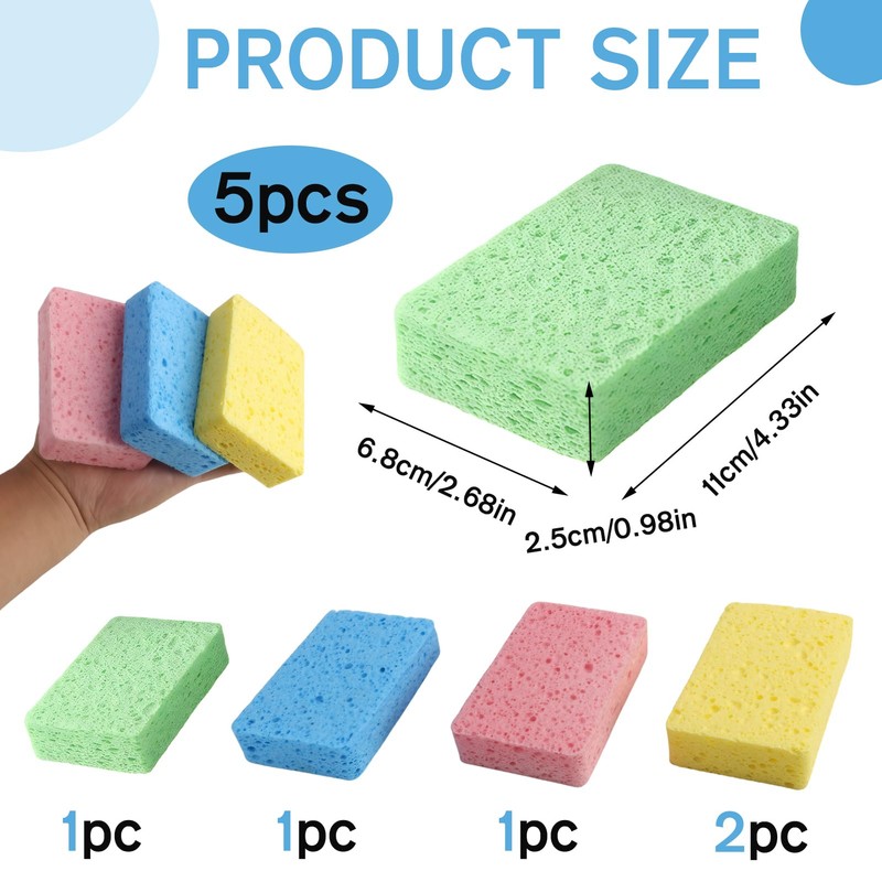 Large Cellulose Sponges, Kitchen Sponges for Dish, 1.2" Thick Heavy