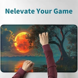 for Moon Tree MTG Card Playmat & Squirrels Playmat Desk Mats 2Pcs Set 24 X 14 Inch, Stitched Playmat for Commander Board TCG RPG CCG, Play Mat for Card Game Playing Accessories -