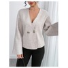 Floerns Women's Wrap V Neck Cardigan Sweater Button Front Bell