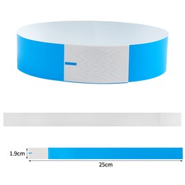 CINECE Wristbands, Disposable, Events, 9 Colors Available, 100, 200, 500, 1000 Sheets, Waterproof, Tear-Resistant, Number of People, One-Touch Installation, Suitable for Water Parks, Concerts, Amusement Parks, Re-entry Management (100 Pieces, Blue)