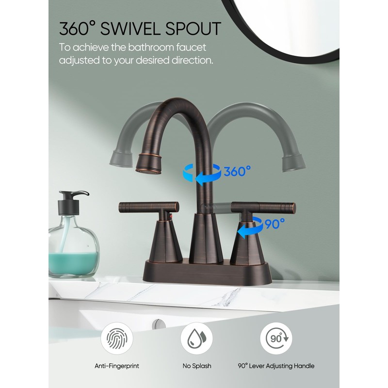 Cobbe Bathroom Vanity Faucets, 4-Inch Oil Rubbed Bronze Bathroom Sink