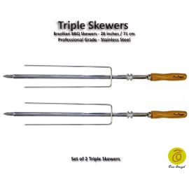 Oca-Brazil Triple - Set of 2 Brazilian Skewers for BBQ 28" -  Professional Grade