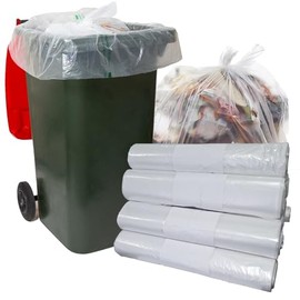 Strong Clear Wheelie Bin Liners Heavy Duty Rubbish Sacks for Big Refuse Bins 240 Litre Refuse Sacks Heavy Duty (50)
