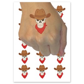 Bandit Outlaw Skull Cowboy Temporary Tattoo Water Resistant Fake Body Art Set Collection - 54 1" Tattoos (1 Sheet)
