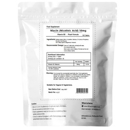 UKHealthHouse Vitamin B3 Niacin/Nicotinic Acid (Flush Effect) 50mg Tablets, 100% Pure Vegan, Non GMO (120 tabs)