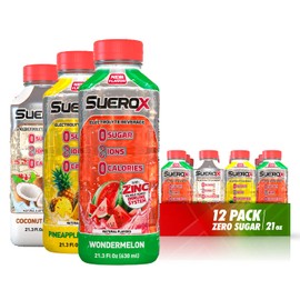 SueroX Sugar-Free Sports Drink for Hydration and Recovery, Electrolyte Hydration Drink with 8 Ions, Zero Calorie Sports Drinks with Electrolytes, Caribbean Pack, 21.3 Fl Oz, 12 Count