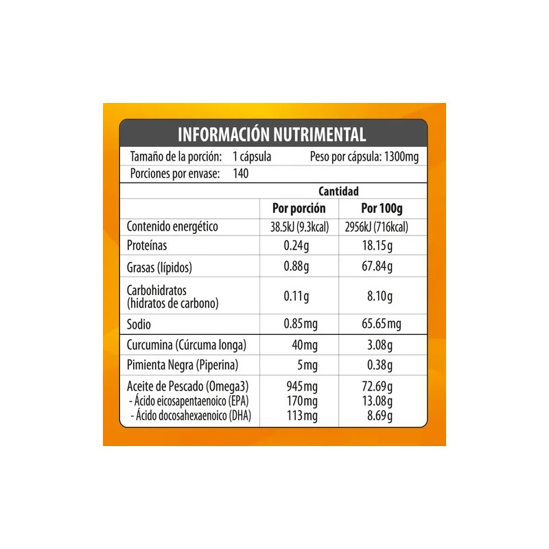Curcuma | Curcumina + Omega 3 | 140 Softgels |