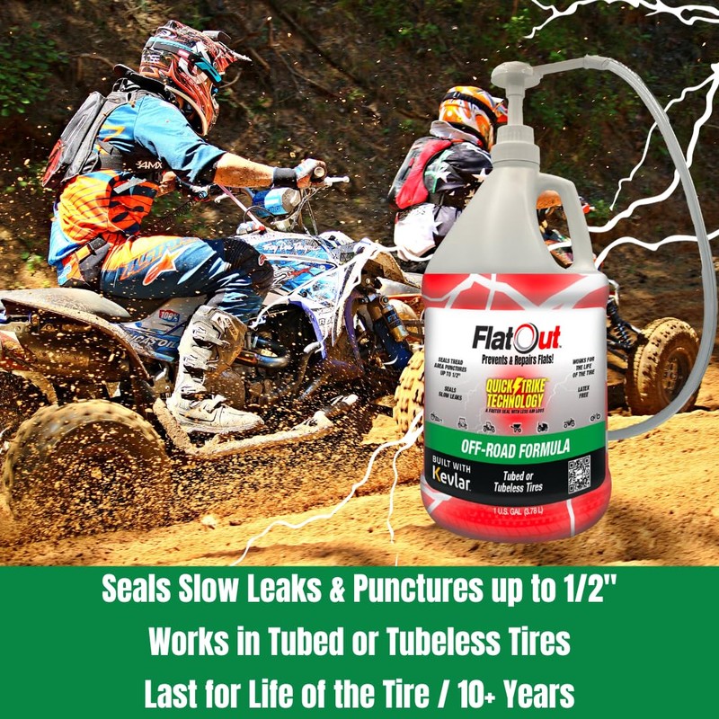 FlatOut QuickStrike Tire Sealant - Off-Road Formula - Prevents Flat
