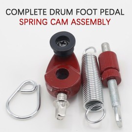 Cheerock Complete Drum Foot Pedal Spring Cam Assembly, 4pcs Percussion Instrument Replacement Parts, Bass Drum Foot Pedal with Tension Spring Hardware, Spring Cam Pulley Hook Tensioner (Red)