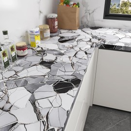 LaCheery Grey Marble Contact Paper 160 x 24 Inch Wide Peel and Stick Countertop Contact Paper Waterproof Wallpaper Marble Vinyl Wrap for Kitchen Countertops Table Desk Counter Top Covers Self Adhesive