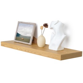 12" Deep Floating Shelves Wall Mounted, 36 x 12 Ructic Wood Shelves Wall Mounted, Large Storage Floating Shelf Display Hanging Shelf, Deep Oak Shelves for Bathroom, Living Room, Kitchen, Set of 1