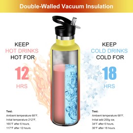 Neihepal Gradient Color Stainless Steel Water Bottles,24 Ounce Vacuum Insulated Double Wall Travel Bottle with Leak-Proof Straw Lid of Handle,Metal Reusable Standard Mouth Flask Thermoses for Hikers