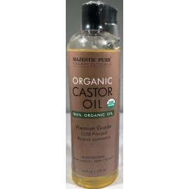 Majestic Pure Organic Castor Oil, Cold-Pressed, 16 oz. - EXP:11/25