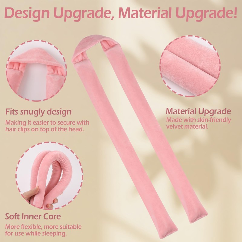 Heatless Curlers Set, Heatless Curls Overnight - Pink