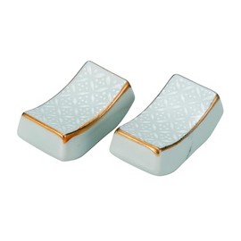 Stylish Kutani Ware Chopsticks Rest, Pair Set, White Cloisonné, Ceramic, Luxury Brand, Japanese Tableware, Cutlery Rest, Made in Japan