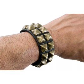 handmade Antique Brass Pyramid Stud Steampunk Gothic Punk Deathrock Thrash Leather Cuff