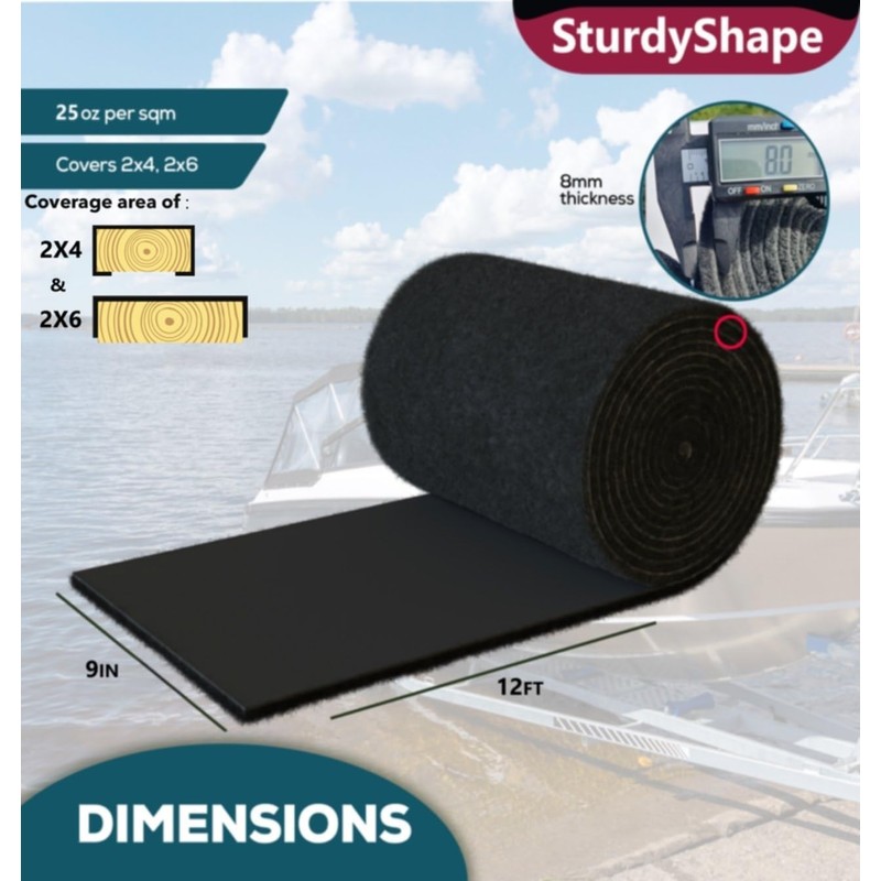 SturdyShape Boat Trailer Bunk Carpet Kit 13ftx12in 25oz - Marine