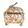 Peacock Trinket Boxes Hand Painted Finish Exquisite Beautiful Rhinestones Hinged