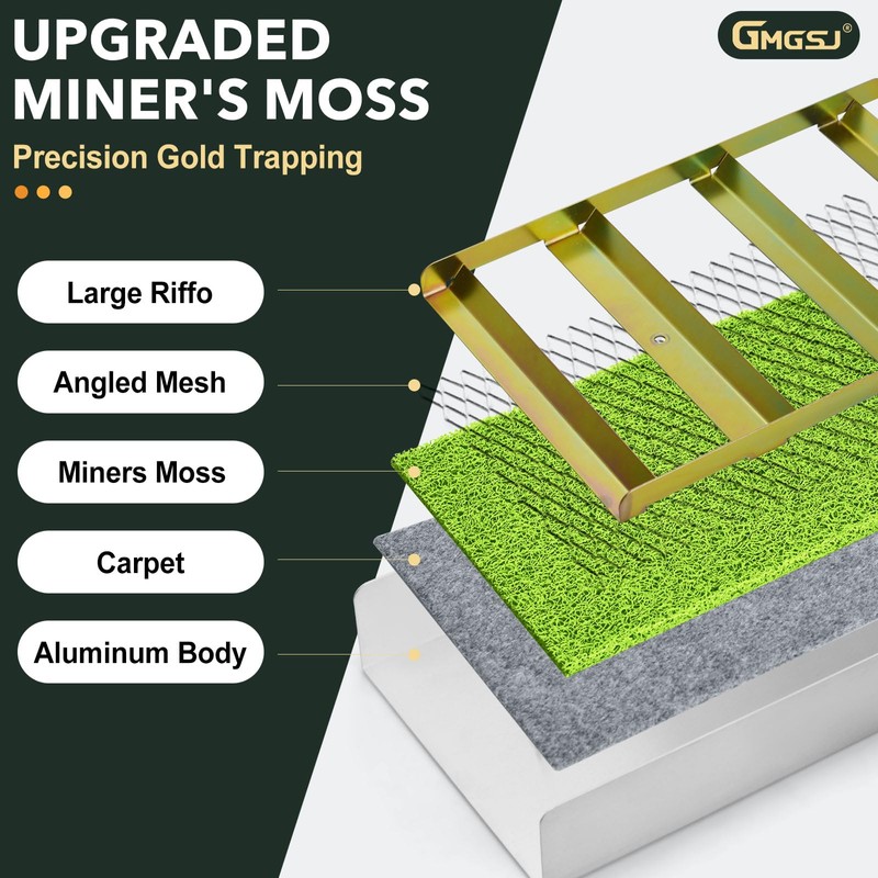 GMGSJ 50" Folding Aluminum Sluice Box for Gold Mining