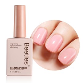 Beetles Pink Gel Nail Polish - 15ML Nude Pink Jelly Gel Polish Nail Concealer Sheer Gel Nail Polish Soft Natural Nail Polish Soak Off UV Nail Lamp French Nail Art Summer Manicure Gift for Women