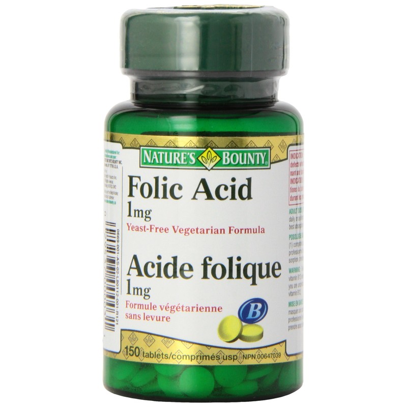 Nature's Bounty Folic Acid 1 mg 150 Tablets (Packaging May