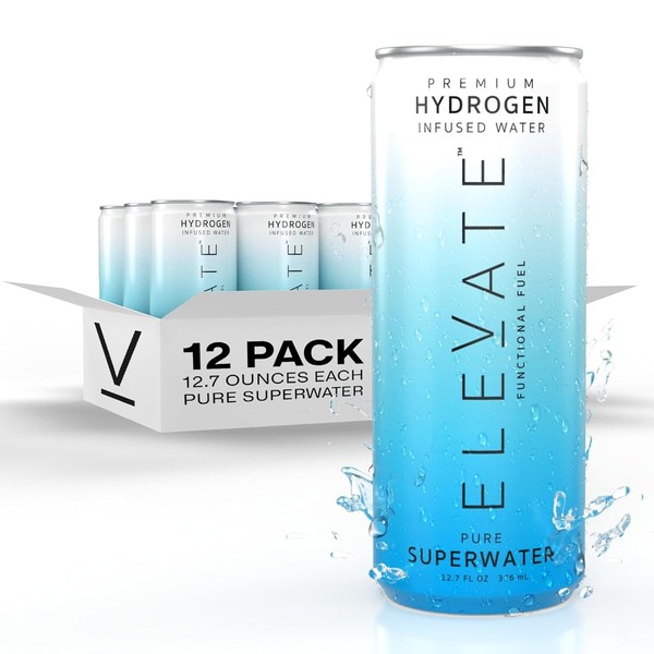 ELEVATE SUPERWATER Premium Hydrogen Water (12 pack). Highest Hydrogen (3-5