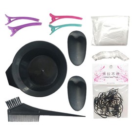 Hair Dye Set, Brush and Mixing Bowl, Professional Salon Ear Cover, Mixing Spoon, Hair Clips and Disposable Cape