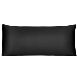 sourcing map Black Bolster Pillow Cases, Silky Satin Body Pillow Cover with Zipper, Long Body Pillowcase for Hair and Skin, 21x72