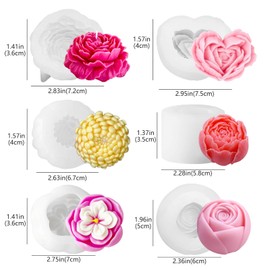 JDH 6 moldes de silicona para jabón, diseño de flores de rosa, diseño de flores de rosa, diseño de corazón en 3D, para el día de la madre, para velas, cera de soja, cera de abeja, resina para