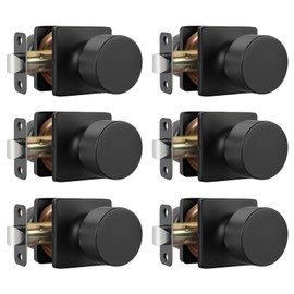 goldenwarm Matte Black Closet Door Knobs, Passage Door Knobs Interior Hallway, Black Closet Door Knob No Lock 6 Pack