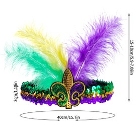 LKQBBSZ Mardi Gras Feather Headband for New Orleans Masquerade Mask Party Faux Feather Fascinators Cocktail Carnival Headwear