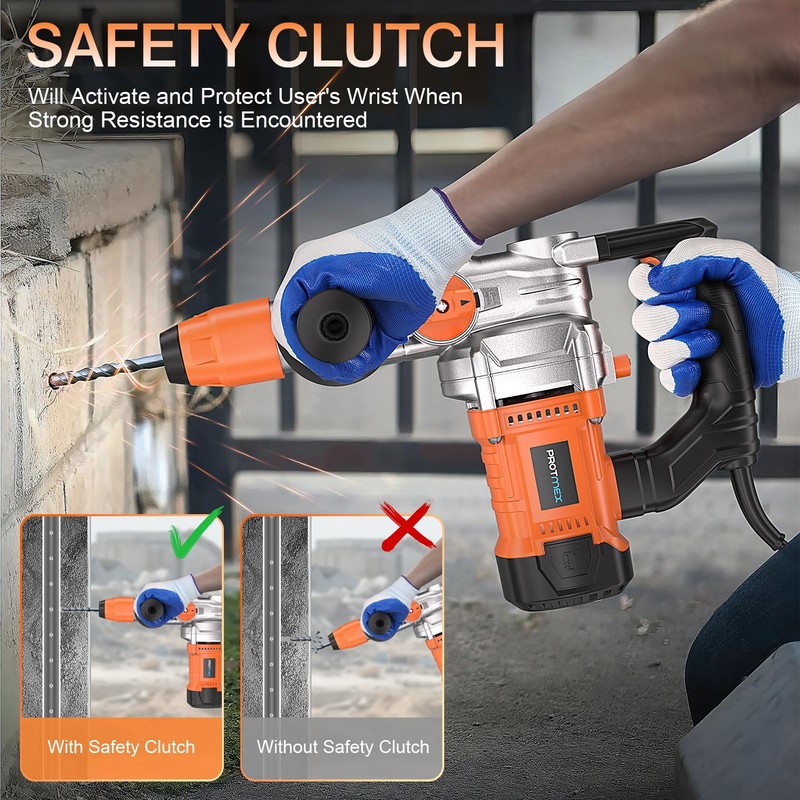 1-1/4 Inch SDS-Plus 13 Amp Heavy Duty Rotary Hammer Drill