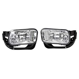 KUAFU Fog Lights W/Bezels Compatible with 2009-2018 Dodge Ram 1500 2500 3500 Bumper Lamps Clear Replacement For 55372734AA 55372734AB CH2594102 Front And 9005 Bulb Kit Pair