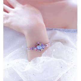 ADSBIAOYE Luxury Vintage Colorful Crystal Oval Watch Fashion Ladies Small Dial Dress Quartz Wrist Watch Waterproof Watch (01 Silver)