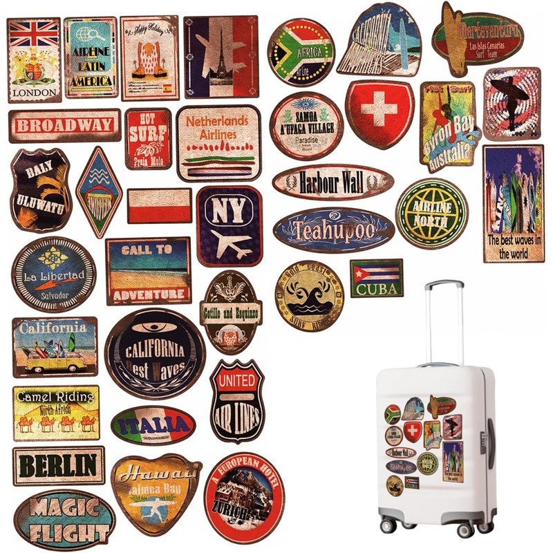 36pcs pegatinas de sello vintage de vinilo pegatinas de viaje