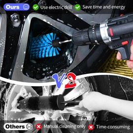 Drill Brush for Car Wheel and Bottle, Highly Dense and Durable Car Cleaning Brush for Wheels, Rims, Engines, Exhaust, Bottle(Light Blue)