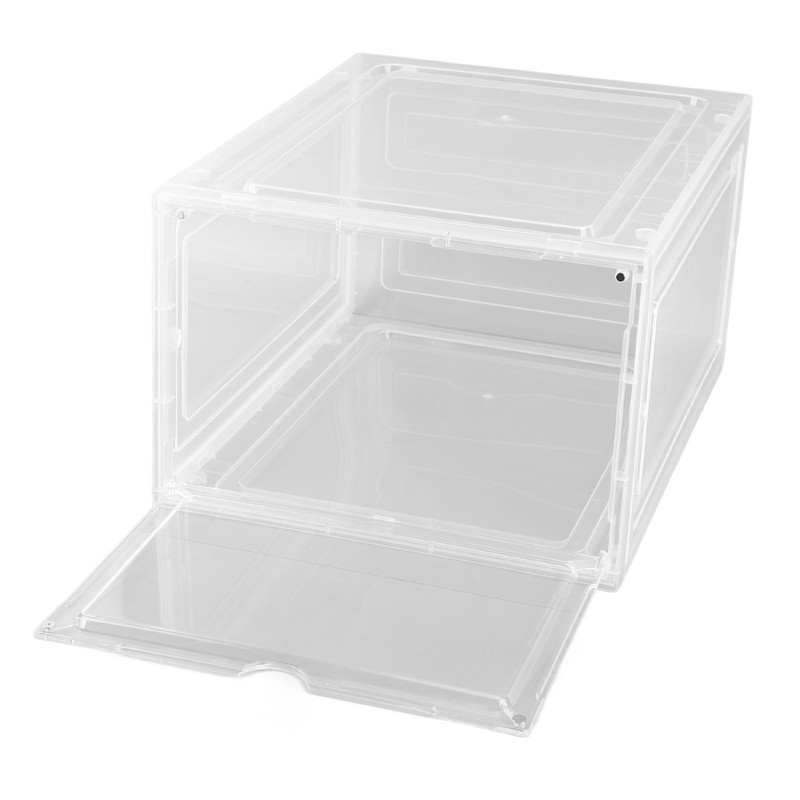 Shoe Storage Box Clear Acrylic with Magnet Front Door Stackable