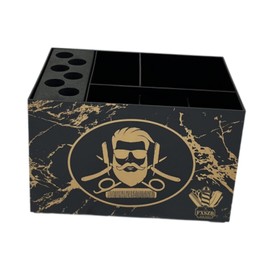 Perfk Shear Holder Hairdressing Tool Storage Box Storage Case Professional Combs Clips Barber Scissors Holder Box for Hairdressers, black and gold