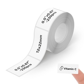 Compatible Label Maker Tape,12mm×22mm(0.47"×0.87") Thermal Paper for DETONGE P0 Label Printer Machine,230Pcs/Roll Unencrypted Self-Adhesive Replacement Sticker Paper(White)