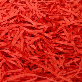 Ei-Packaging 100g Bag Cherry Red Shredded Kraft Paper for Christmas Hamper Fill