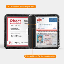 CoBak Car Registration Case and Insurance Holder - Magnetic Closure Car Organiser for the Glove Box in the Accessory Pocket for Important Documents, Vehicle Registration Card, Card, Glitter Black