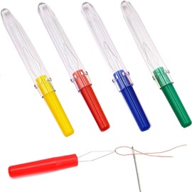 針糸通し器 4個セット ロープ通し器 針糸通しツール 便利なカバー付き ひも通し器 裁縫道具 手芸用 簡単糸通し DIY 手作り 刺繍 4色 （赤・黄・緑・青）