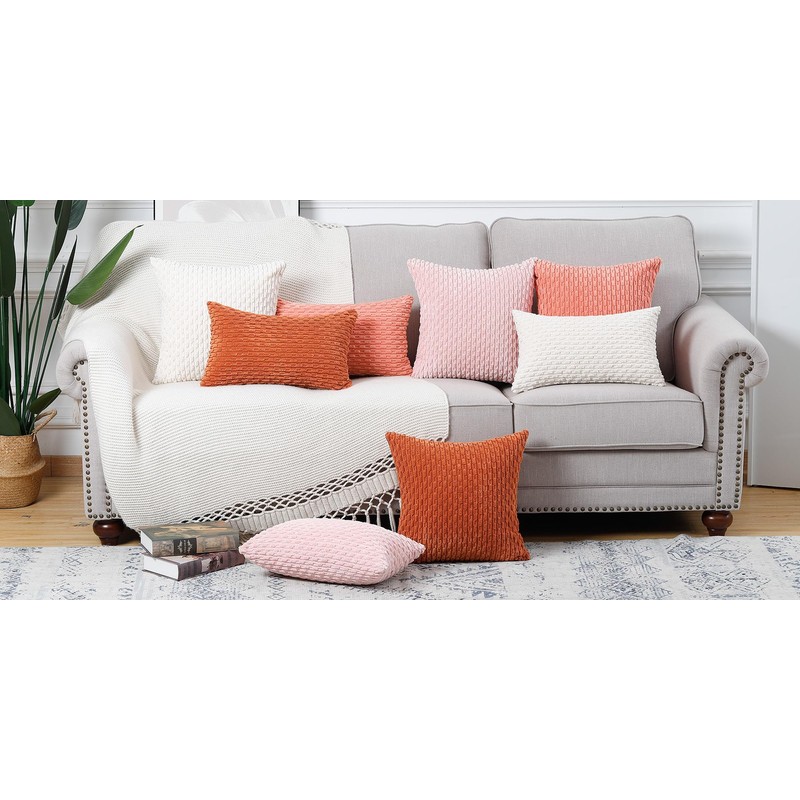 Madizz Pack of 2 Boho Corduroy Cushion Covers 16x16 inch,