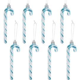 14 cm Glitter Christmas Tree Decoration Ice Blue Candy Canes Pendants Pack of 8 Christmas Tree Decorations Candy Cane Christmas Decoration Christmas Tree Decoration Christmas