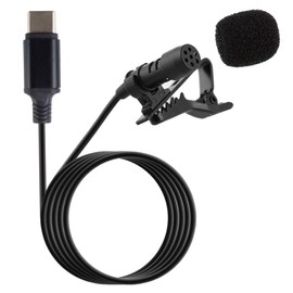 type-c PR-MIC-C Pin Microphone, Omnidirectional Clip, Wired Small, Compact, Windscreen, Windscreen, Windproof, Recording, Smartphone, Tablet, Android
