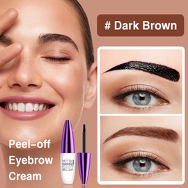 2Pcs Dark Brown Tattoo Eyebrow Gel Easy Peel Off, Tinted Eye Brow Gel, Waterproof & Sweatproof & Transfer-proof, All Day Weal, for All Skin Types, Mother's Day Makeup Gift